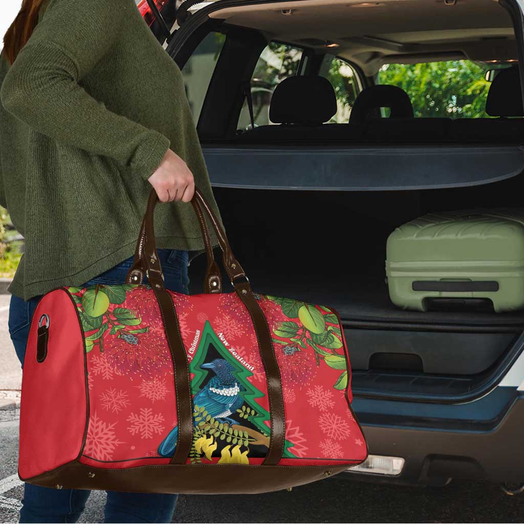 New Zealand Christmas In July Travel Bag Kowhai Tui Bird With Pohutukawa - Red - Aussie Hoodie