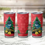 New Zealand Christmas In July Tumbler Cup Kowhai Tui Bird With Pohutukawa - Red