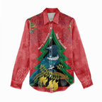 New Zealand Christmas In July Women Casual Shirt Kowhai Tui Bird With Pohutukawa - Red