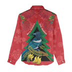 New Zealand Christmas In July Women Casual Shirt Kowhai Tui Bird With Pohutukawa - Red