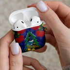 New Zealand Christmas In July AirPods Case Kowhai Tui Bird With Pohutukawa - Blue - Aussie Hoodie