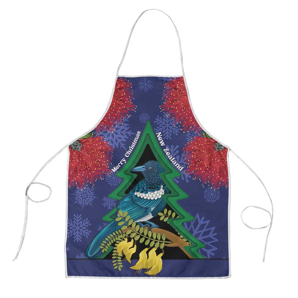 New Zealand Christmas In July Apron Kowhai Tui Bird With Pohutukawa - Blue - Aussie Hoodie