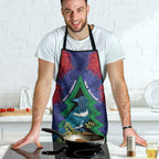 New Zealand Christmas In July Apron Kowhai Tui Bird With Pohutukawa - Blue - Aussie Hoodie
