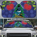New Zealand Christmas In July Auto Sun Shade Kowhai Tui Bird With Pohutukawa - Blue - Aussie Hoodie