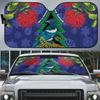 New Zealand Christmas In July Auto Sun Shade Kowhai Tui Bird With Pohutukawa - Blue - Aussie Hoodie