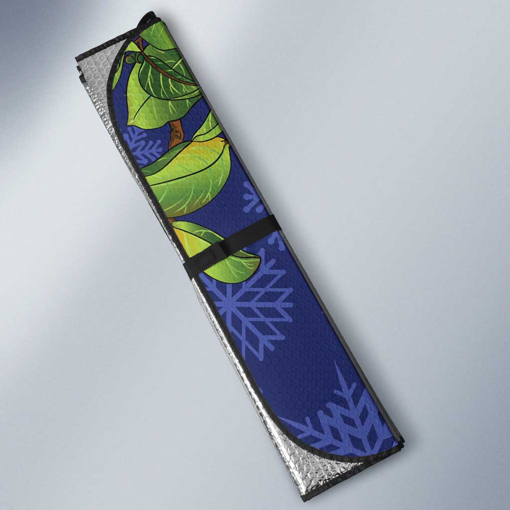 New Zealand Christmas In July Auto Sun Shade Kowhai Tui Bird With Pohutukawa - Blue - Aussie Hoodie