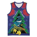 New Zealand Christmas In July Basketball Jersey Kowhai Tui Bird With Pohutukawa - Blue - Aussie Hoodie