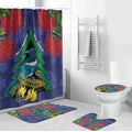 New Zealand Christmas In July Bathroom Set Kowhai Tui Bird With Pohutukawa - Blue - Aussie Hoodie