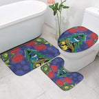New Zealand Christmas In July Bathroom Set Kowhai Tui Bird With Pohutukawa - Blue - Aussie Hoodie