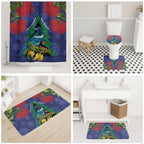New Zealand Christmas In July Bathroom Set Kowhai Tui Bird With Pohutukawa - Blue - Aussie Hoodie