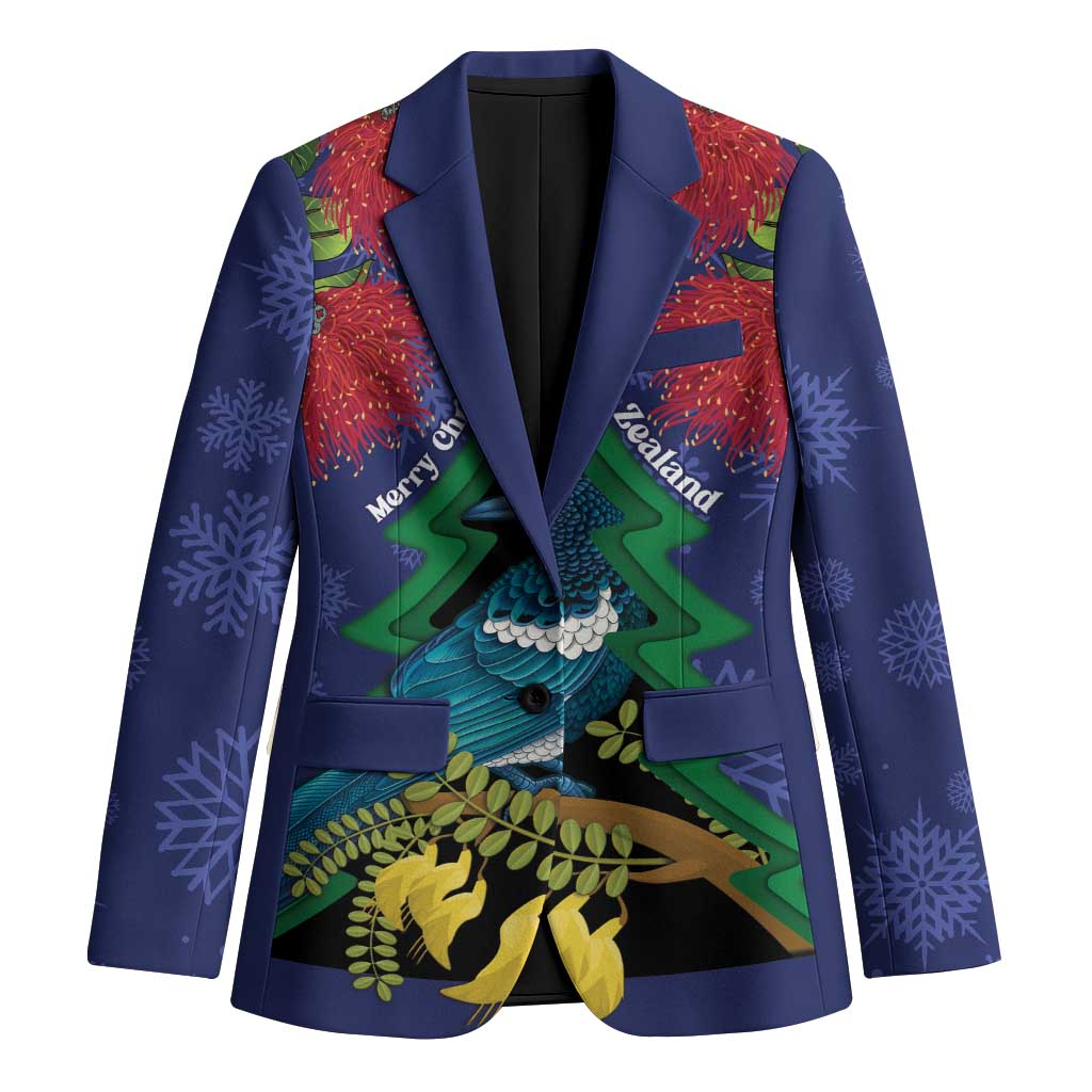 New Zealand Christmas In July Blazer Kowhai Tui Bird With Pohutukawa - Blue - Aussie Hoodie