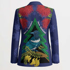 New Zealand Christmas In July Blazer Kowhai Tui Bird With Pohutukawa - Blue - Aussie Hoodie