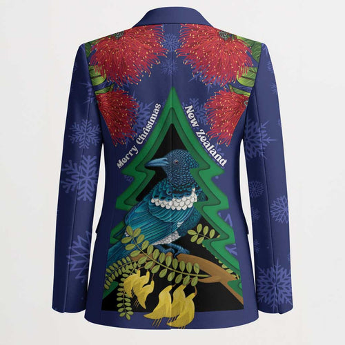 New Zealand Christmas In July Blazer Kowhai Tui Bird With Pohutukawa - Blue - Aussie Hoodie