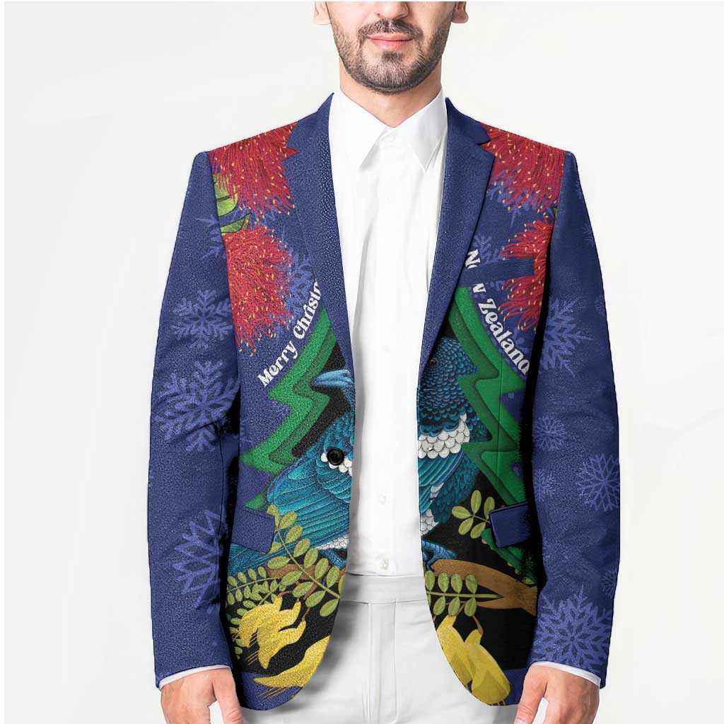 New Zealand Christmas In July Blazer Kowhai Tui Bird With Pohutukawa - Blue - Aussie Hoodie