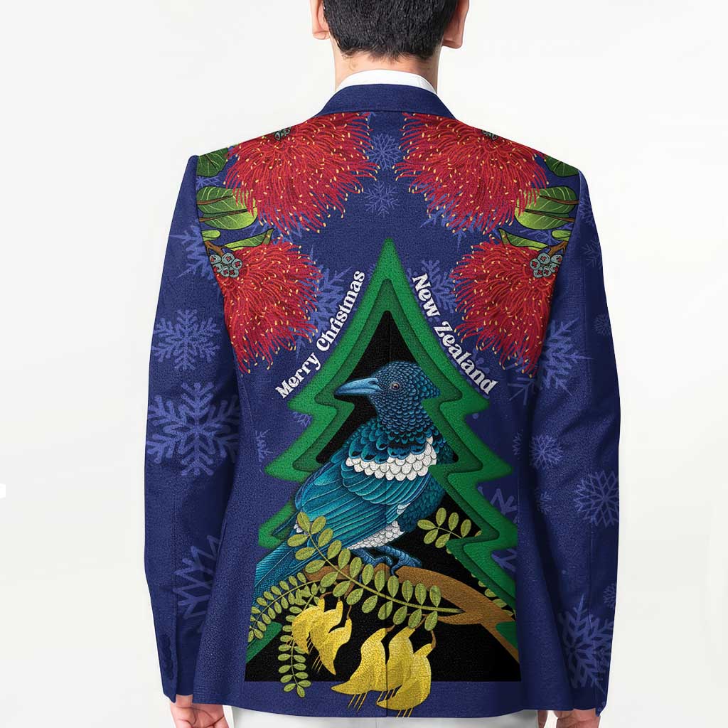 New Zealand Christmas In July Blazer Kowhai Tui Bird With Pohutukawa - Blue - Aussie Hoodie