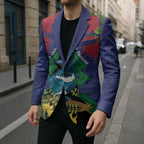 New Zealand Christmas In July Blazer Kowhai Tui Bird With Pohutukawa - Blue - Aussie Hoodie