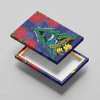 New Zealand Christmas In July Canvas Wall Art Kowhai Tui Bird With Pohutukawa - Blue