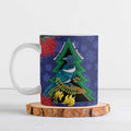 New Zealand Christmas In July Ceramic Mug Kowhai Tui Bird With Pohutukawa - Blue - Aussie Hoodie