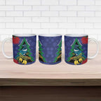 New Zealand Christmas In July Ceramic Mug Kowhai Tui Bird With Pohutukawa - Blue - Aussie Hoodie