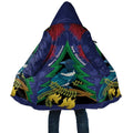 New Zealand Christmas In July Cloak Kowhai Tui Bird With Pohutukawa - Blue - Aussie Hoodie
