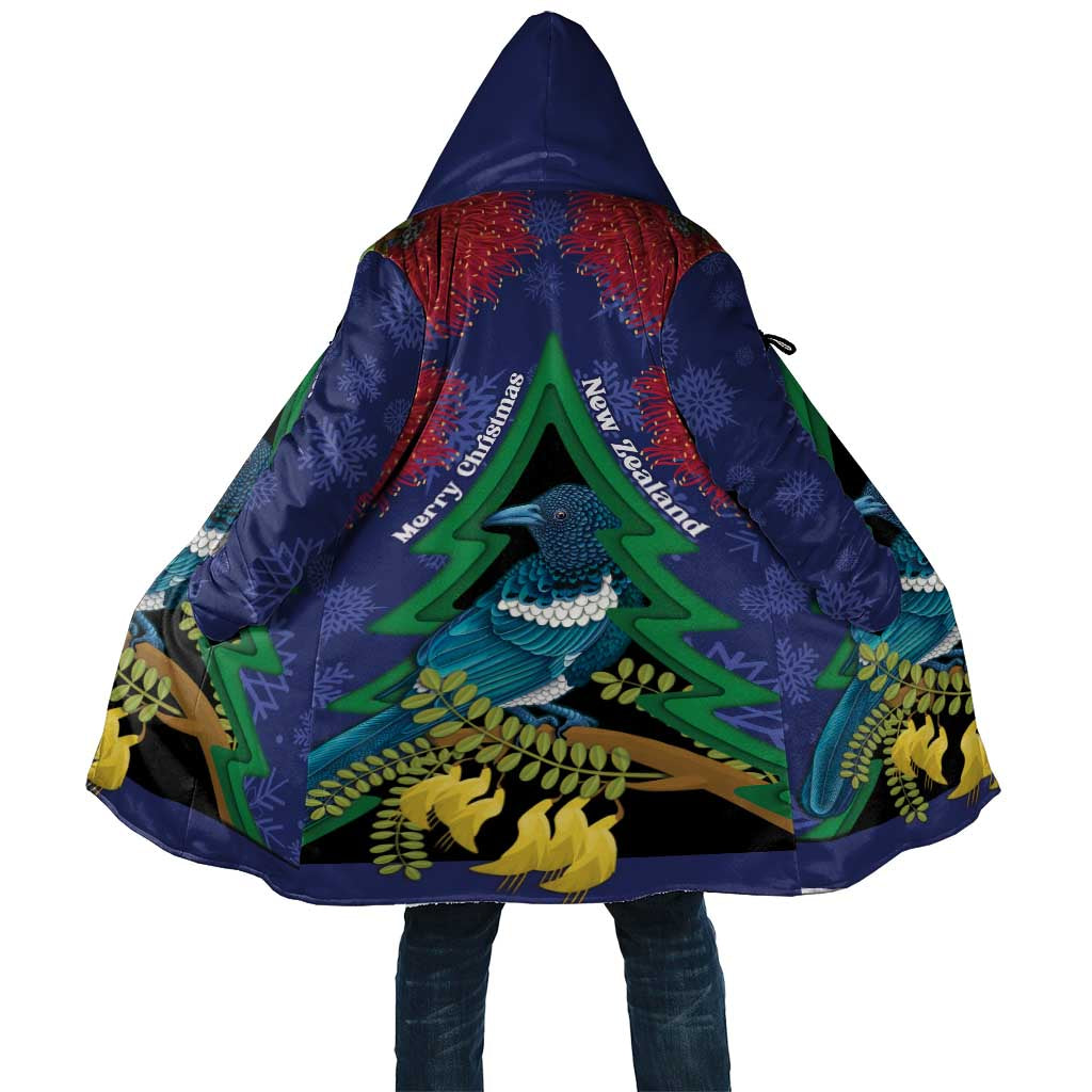 New Zealand Christmas In July Cloak Kowhai Tui Bird With Pohutukawa - Blue - Aussie Hoodie
