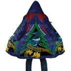 New Zealand Christmas In July Cloak Kowhai Tui Bird With Pohutukawa - Blue - Aussie Hoodie