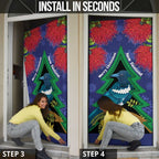 New Zealand Christmas In July Door Cover Kowhai Tui Bird With Pohutukawa - Blue - Aussie Hoodie