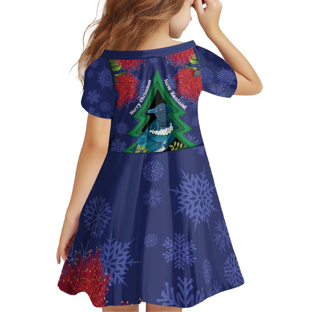 New Zealand Christmas In July Family Matching Puletasi and Hawaiian Shirt Kowhai Tui Bird With Pohutukawa - Blue