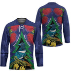 New Zealand Christmas In July Hockey Jersey Kowhai Tui Bird With Pohutukawa - Blue - Aussie Hoodie
