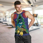 New Zealand Christmas In July Men Tank Top Kowhai Tui Bird With Pohutukawa - Blue