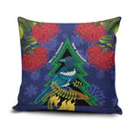 New Zealand Christmas In July Pillow Cover Kowhai Tui Bird With Pohutukawa - Blue - Aussie Hoodie