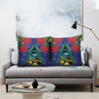 New Zealand Christmas In July Pillow Cover Kowhai Tui Bird With Pohutukawa - Blue - Aussie Hoodie