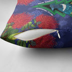 New Zealand Christmas In July Pillow Cover Kowhai Tui Bird With Pohutukawa - Blue - Aussie Hoodie