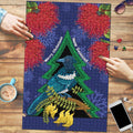 New Zealand Christmas In July Puzzle Kowhai Tui Bird With Pohutukawa - Blue - Aussie Hoodie