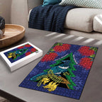 New Zealand Christmas In July Puzzle Kowhai Tui Bird With Pohutukawa - Blue - Aussie Hoodie