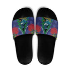 New Zealand Christmas In July Slide Sandals Kowhai Tui Bird With Pohutukawa - Blue - Aussie Hoodie