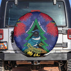 New Zealand Christmas In July Spare Tire Cover Kowhai Tui Bird With Pohutukawa - Blue