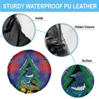 New Zealand Christmas In July Spare Tire Cover Kowhai Tui Bird With Pohutukawa - Blue