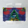 New Zealand Christmas In July Tablecloth Kowhai Tui Bird With Pohutukawa - Blue