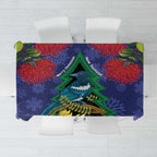 New Zealand Christmas In July Tablecloth Kowhai Tui Bird With Pohutukawa - Blue
