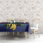 New Zealand Christmas In July Tablecloth Kowhai Tui Bird With Pohutukawa - Blue