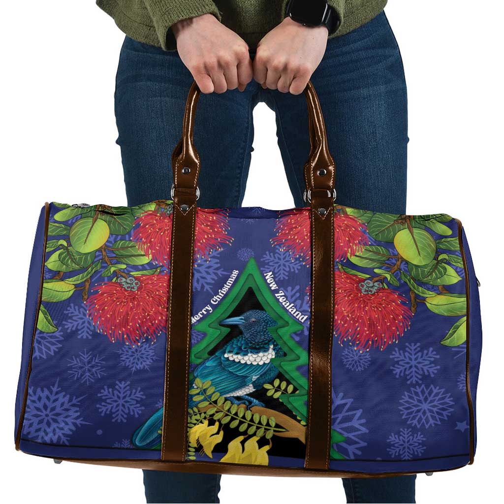 New Zealand Christmas In July Travel Bag Kowhai Tui Bird With Pohutukawa - Blue - Aussie Hoodie