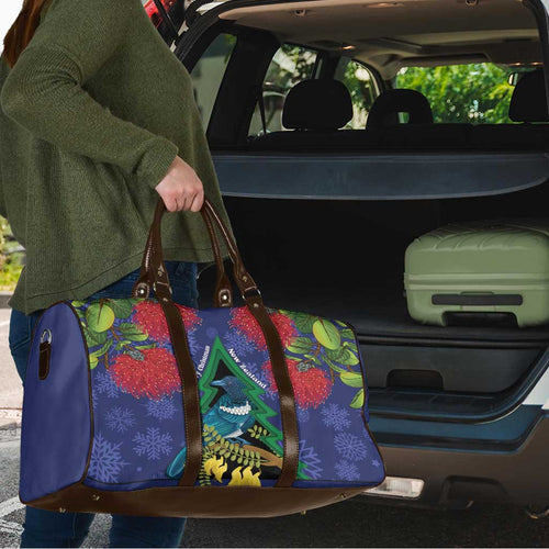 New Zealand Christmas In July Travel Bag Kowhai Tui Bird With Pohutukawa - Blue - Aussie Hoodie