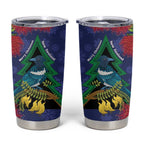 New Zealand Christmas In July Tumbler Cup Kowhai Tui Bird With Pohutukawa - Blue