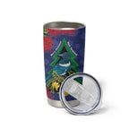 New Zealand Christmas In July Tumbler Cup Kowhai Tui Bird With Pohutukawa - Blue