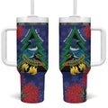New Zealand Christmas In July Tumbler With Handle Kowhai Tui Bird With Pohutukawa - Blue