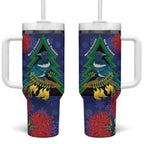 New Zealand Christmas In July Tumbler With Handle Kowhai Tui Bird With Pohutukawa - Blue
