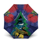 New Zealand Christmas In July Umbrella Kowhai Tui Bird With Pohutukawa - Blue - Aussie Hoodie
