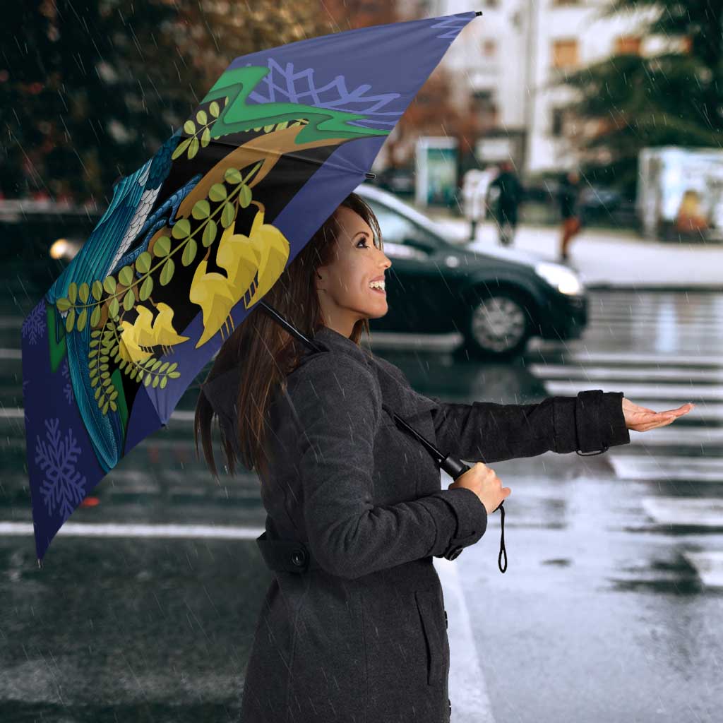New Zealand Christmas In July Umbrella Kowhai Tui Bird With Pohutukawa - Blue - Aussie Hoodie