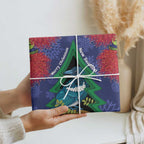 New Zealand Christmas In July Wrapping Paper Kowhai Tui Bird With Pohutukawa - Blue - Aussie Hoodie
